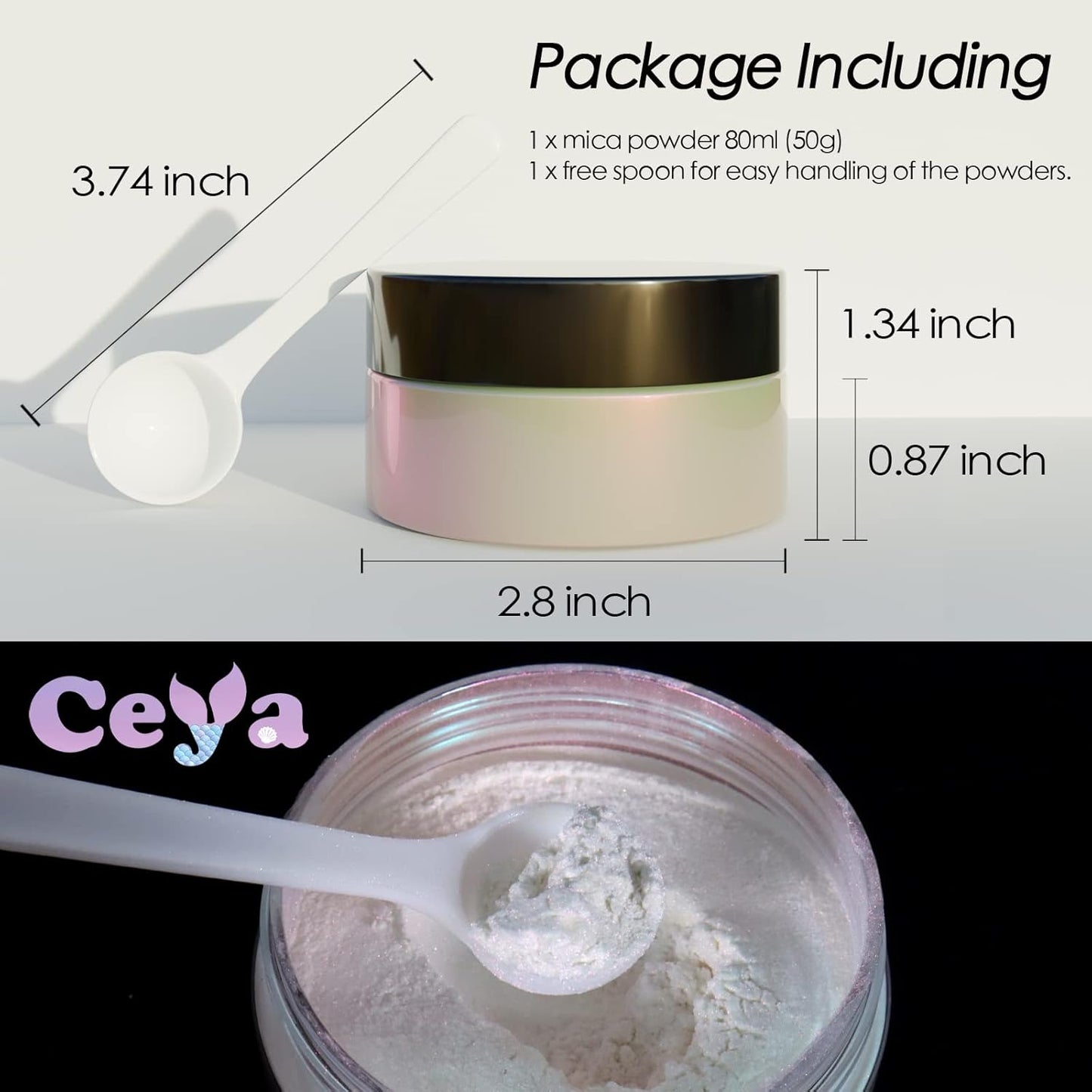 Ceya Interference Mica Powder, 1.8oz/ 50g Ghost Plum Chrome Nail Powder, Cosmetic Grade Pearlescent Effect Color Shift Pigment for Epoxy Resin, Makeup Shimmer, Nail Polish, Soap Dye, Candle Making