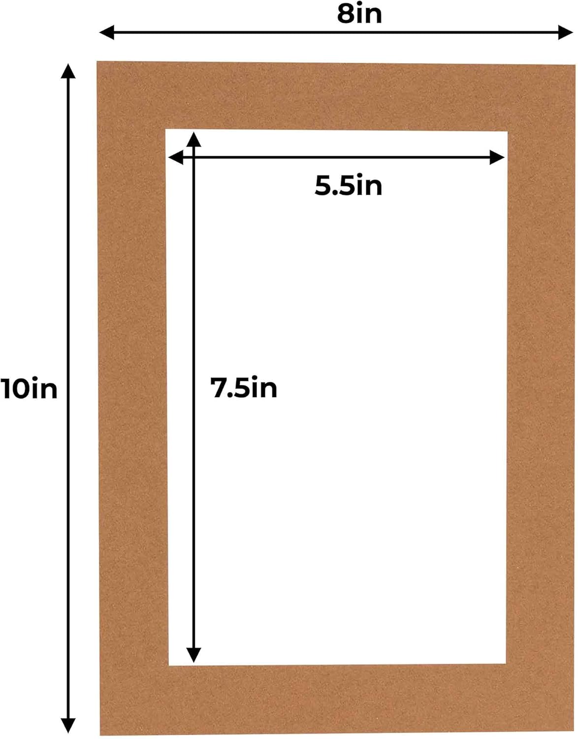 8x10 Mat for 6x8 Photo - Precut Aged Oak Brown Picture Matboard for Frames 8 x 10 Inches - Bevel Cut Matte to Display Art 6 x 8 Inches - Acid Free Pack of 10 MATS with Backing Boards & Clear Bags