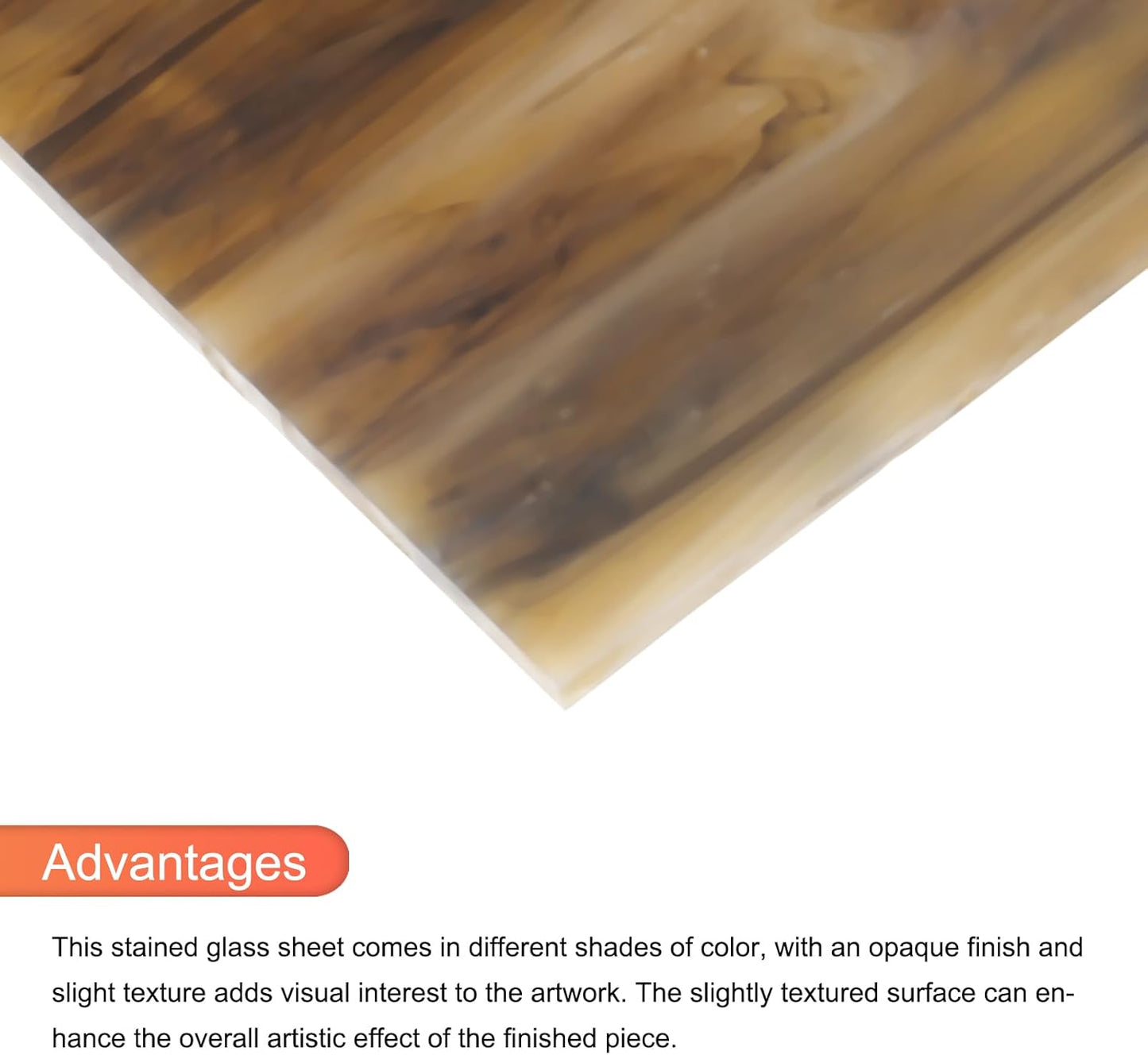 MECCANIXITY 2 Pcs Stained Glass Sheet Mosaic Tile 7.9 Inch x 5.9 Inch Coffee Stained Glass Sheets for Crafts DIY Art Project