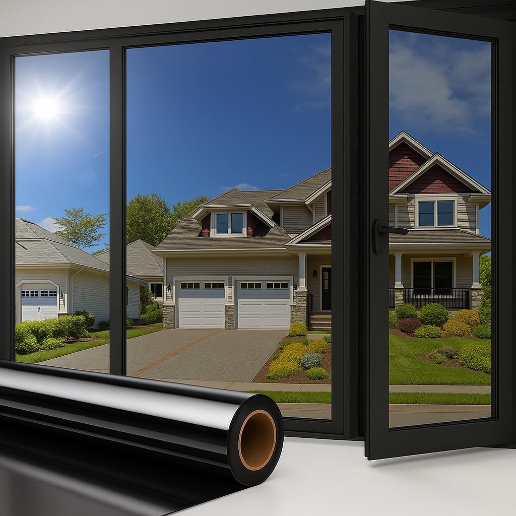 Rockrose Professional Blackout Home Window Tint Film - Sun Blocking Privacy Cover for Home Offices - Room Darkening Sun Light Blocker - 24 in X 100FT - Total Blackout