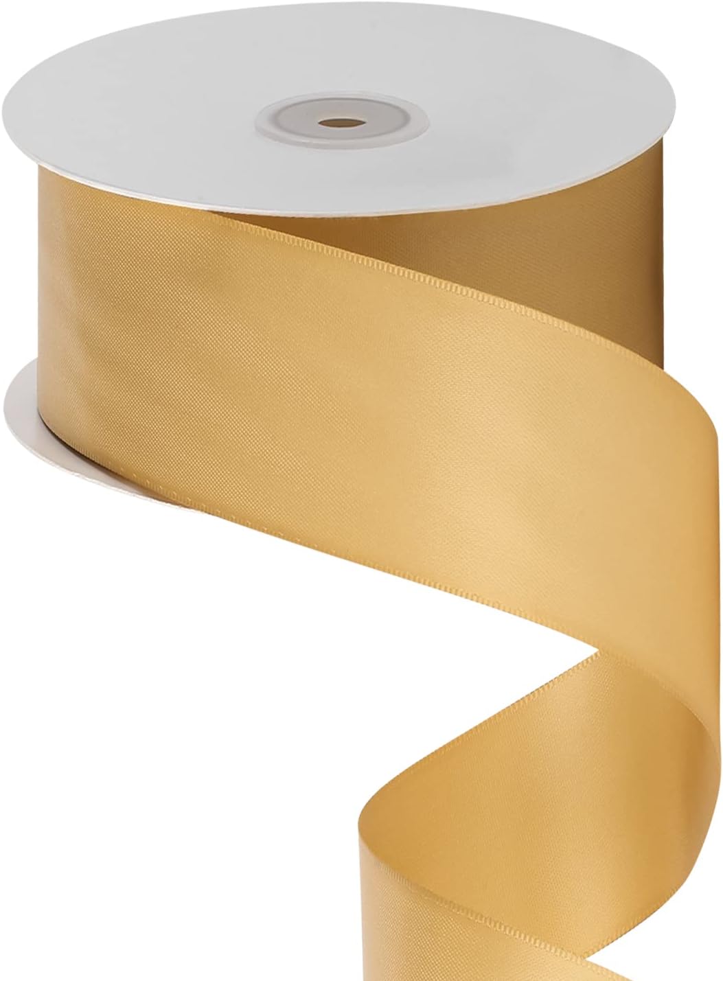 LIUYAXI Old Gold Double Faced Satin Ribbon, 2" X Continuous 25 Yards, Ribbons Perfect for Gift Wrapping Wedding Bouquet Decor DIY Craft Bow Making & Other Projects