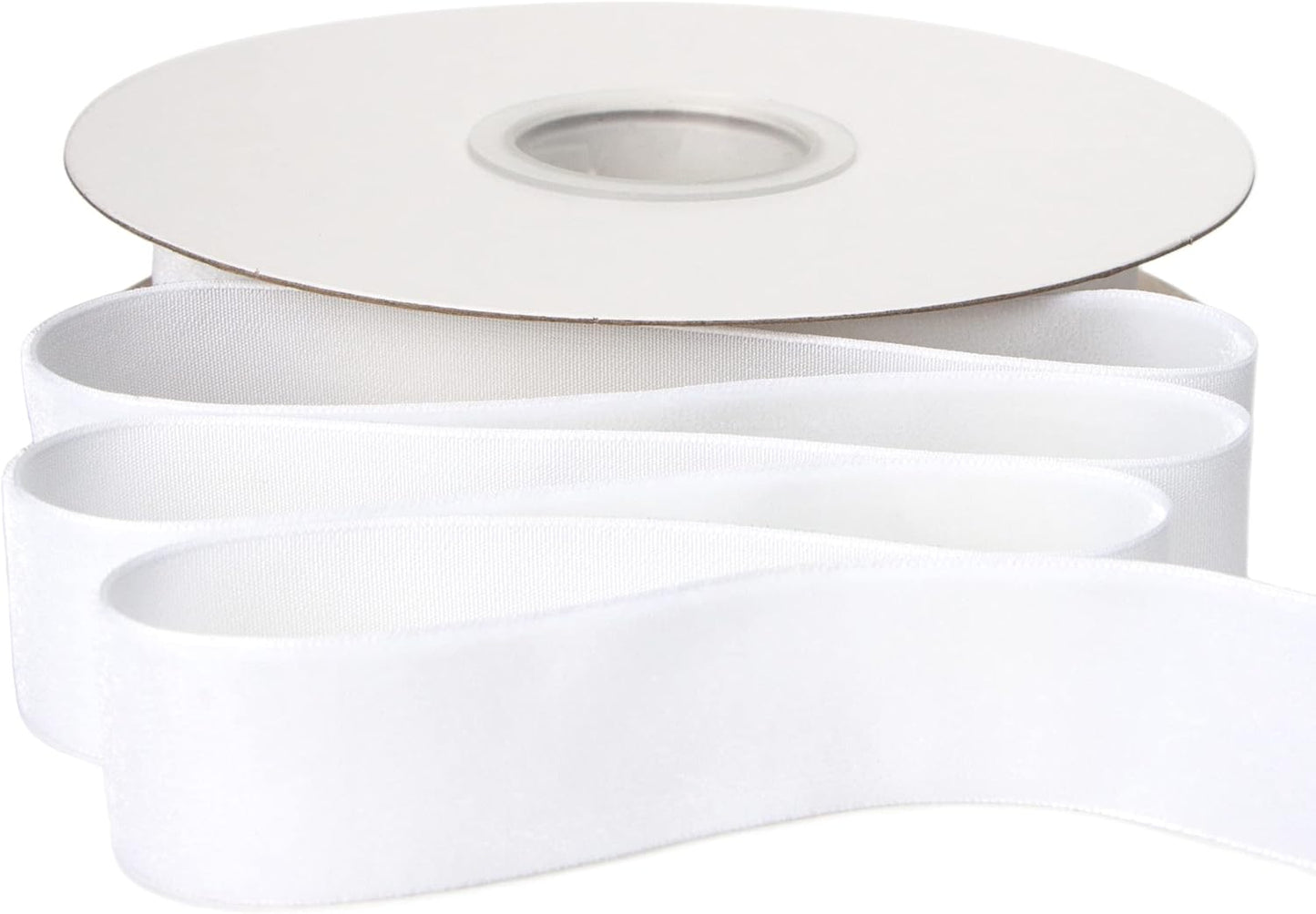 Ribbli Polyester White Velvet Ribbon,1 Inches Continuous10-Yard Spool,Christmas Ribbon for Gift Wrapping,Floral Bouquets, Home Decor