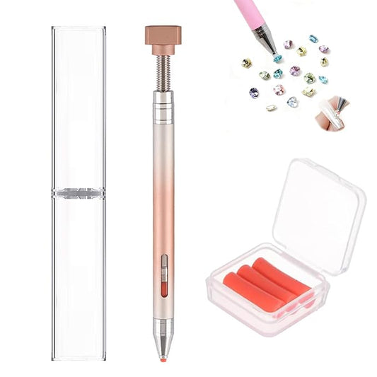 Automatic Refillable Wax Pen for Diamond Painting, Rhinestone Pickup Tool, Wax Pen for Nail Art, with 3 Wax Refills – for Nail Art, Jewelry Making, and Diamond Painting DIY Crafts (C)