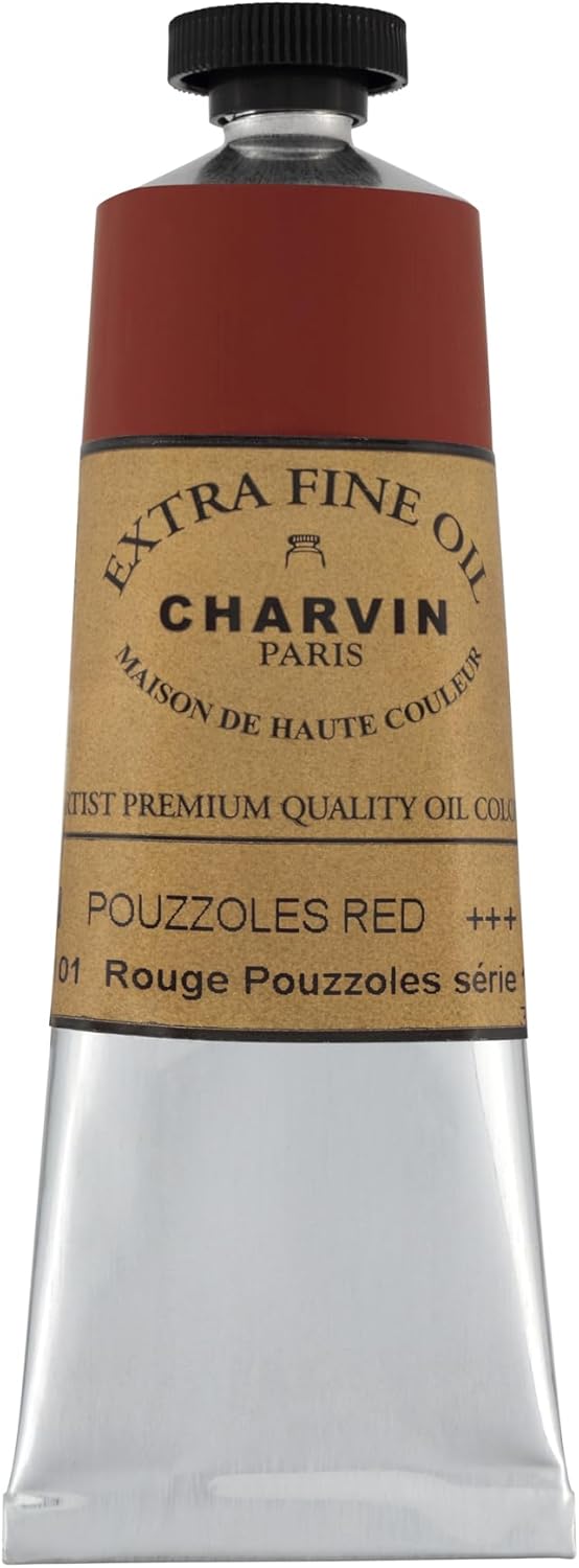 Charvin Extra Fine Oil Paint, Pouzzoles Red 60 mL - Triple-Milled, Rich Texture, Poppy Oil-Based, Light-Fast, Handmade, Archival Quality