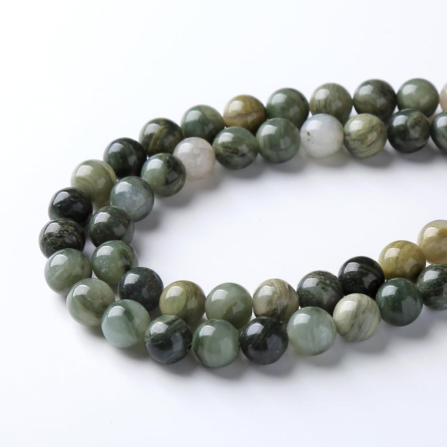 60pcs 6mm Natural Green Hair Quartz Stone Beads for Jewelry Making DIY Bracelet Necklace Accessories 15" Energy Healing Power Round Stone Beads (6mm, Green Hair Quartz)