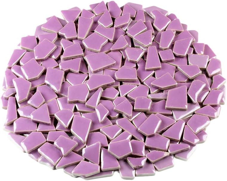 Ceramic Mosaic Tiles for Crafts & Art Projects 200 Grams Vibrant Colors Pieces Fit Together Like a Puzzle Endless Creative Ideas for Mosaic Art DIY Hobbies Small Sizes (Purple)