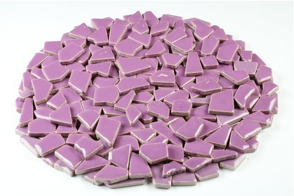 Ceramic Mosaic Tiles for Crafts & Art Projects 200 Grams Vibrant Colors Pieces Fit Together Like a Puzzle Endless Creative Ideas for Mosaic Art DIY Hobbies Small Sizes (Purple)
