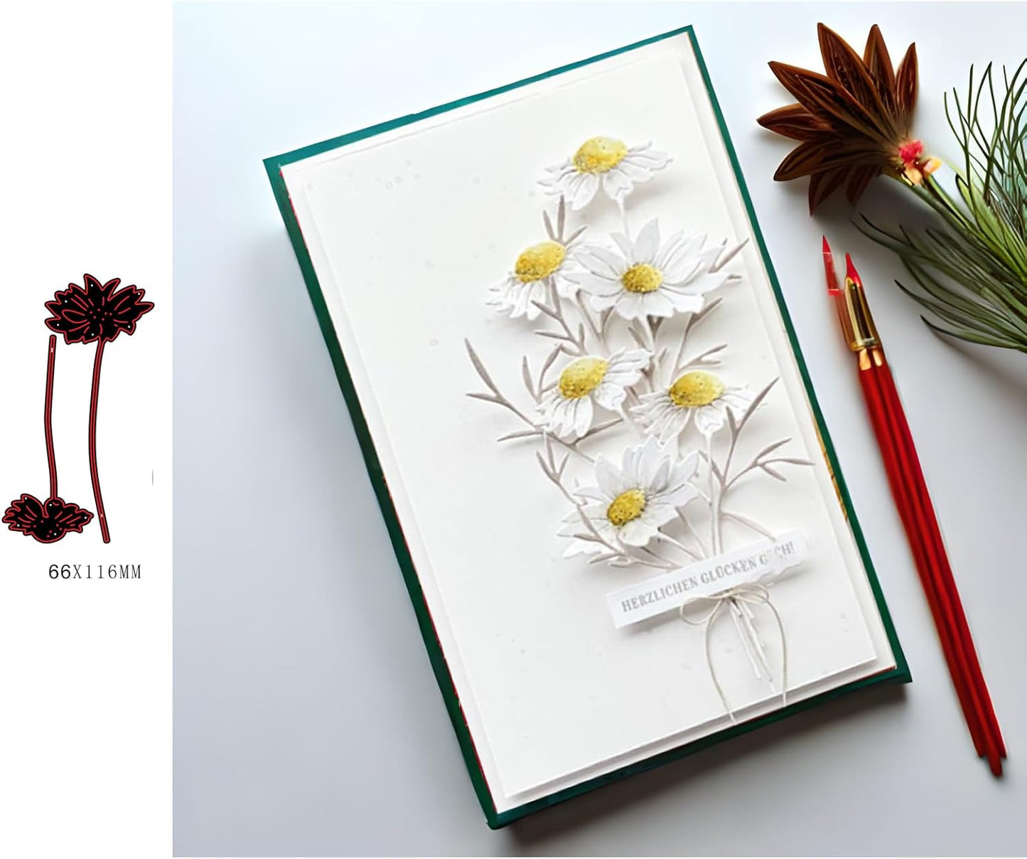 Lapoo Metal Cutting Die for Scrapbooking, 3D Backgrounds Frame New Cutting Dies DIY Album Card Making Decor Paper Craft Metal Die Cuts Party Wedding Decorations (Flowers A 4.5 x 2.3 in)