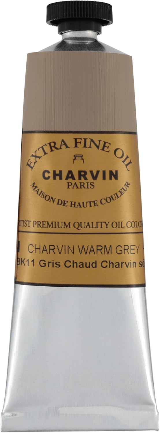 Charvin Extra Fine Oil Paint, Charvin Warm Grey 60 ml - Triple-Milled, Rich Texture, Poppy Oil-Based, Light-Fast, Handmade, Archival Quality