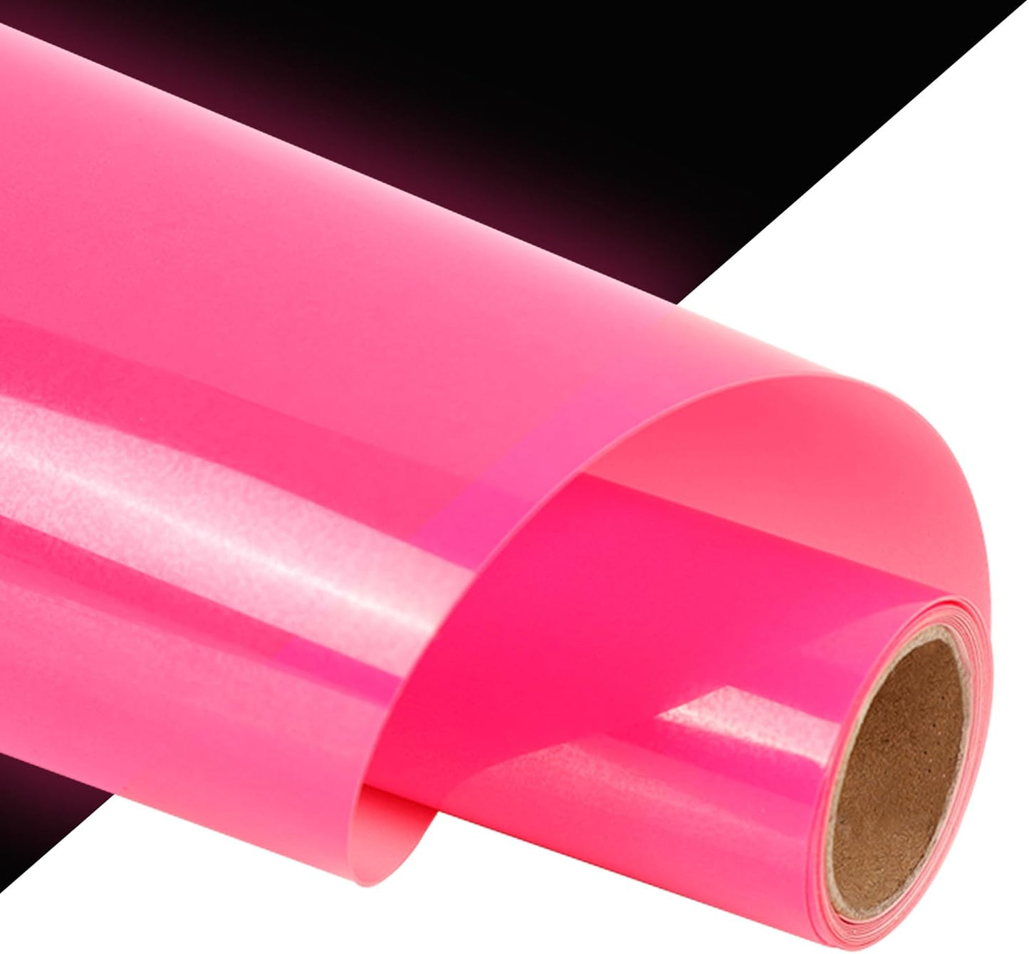 guangyintong Glow in The Dark Heat Transfer Vinyl HTV Rolls, 12" x 8ft Luminous Pink Iron on Vinyl for T-Shirts Costumes, PU Elastic HTV Vinyl for All Cutter Machines Easy to Cut & Weed