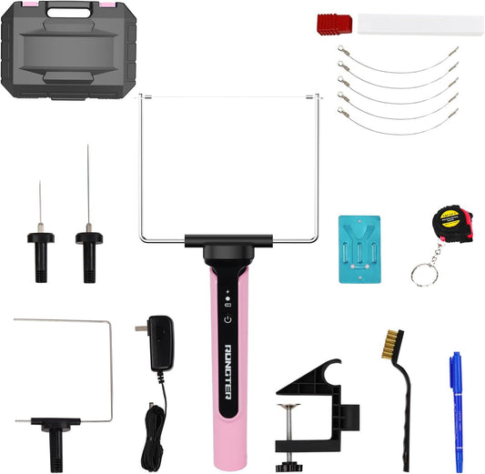 4 in 1 Hot Wire Electric Foam Cutter Kit, Styrofoam Cutting Tool 15W/ 6V with Case, Heated Foam Carving Knife Kit (Toolbox Pink)