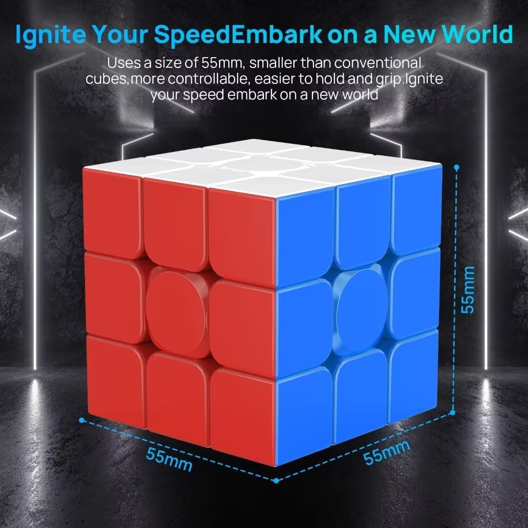 Magnetic Speed Cube 3x3 Stickerless - Professional Competition Cube with 24 Strong Magnets | 55°/35° Corner Cutting | Smooth & Fast for Adults & Kids for Speedcubers (No Logo)