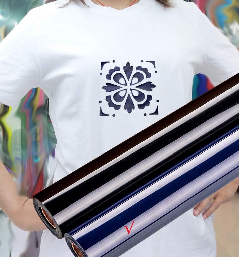 Guangyintong Navy Blue Heat Transfer Vinyl Rolls, 12" x 8ft - Iron On Vinyl for T-Shirts, Glossy Surface, Easy to Cut & Weed