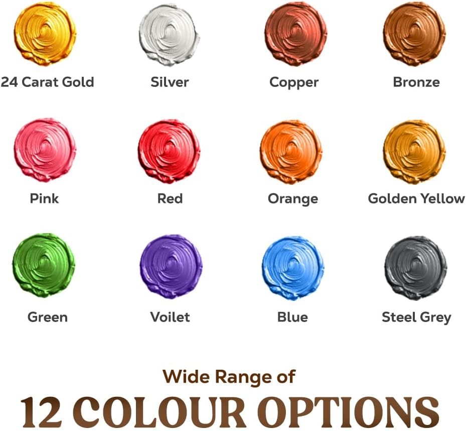 GRANOTONE Acrylic Venezia Metallic Colour | 12 Metallic Shades | 50 ml | Extra Sheen | Non Fading | Indoor/Outdoor | Non Toxic | Multi-Surface | Pro Artist, Hobby Painters & Kid | Made In India