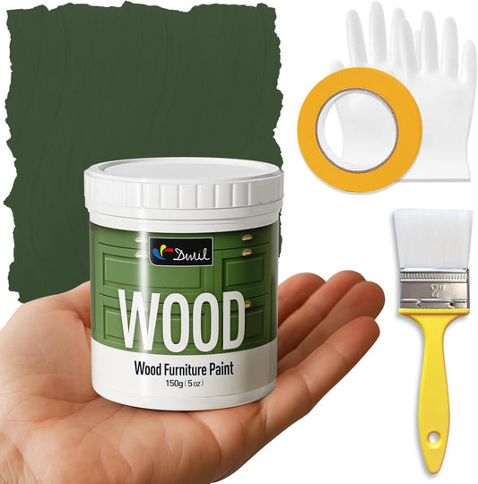 DWIL Matte Finish Furniture Paint - 5 Oz Wood Paint for Cabinets, Doors, Tables, and Dressers Refinishing - Water-Based, Non-Toxic & Odorless, Easy to Apply(Olive Green)-Trial Pack