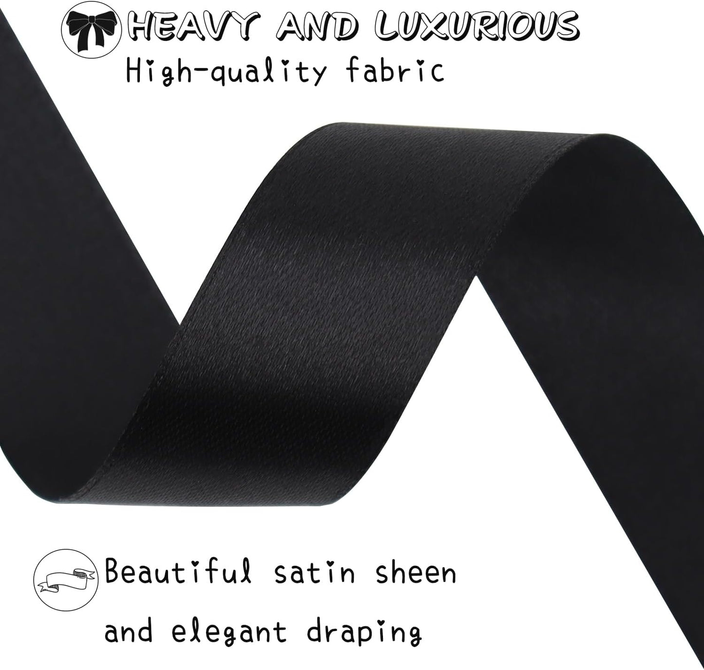 Black Solid Satin Ribbon 1 Inch 25 Yards Solid Polyester Fabric Ribbon for Gift Wrapping Wedding Christmas Baby Shower Birthday Party Decoration Handmade Immortal Flower Craft