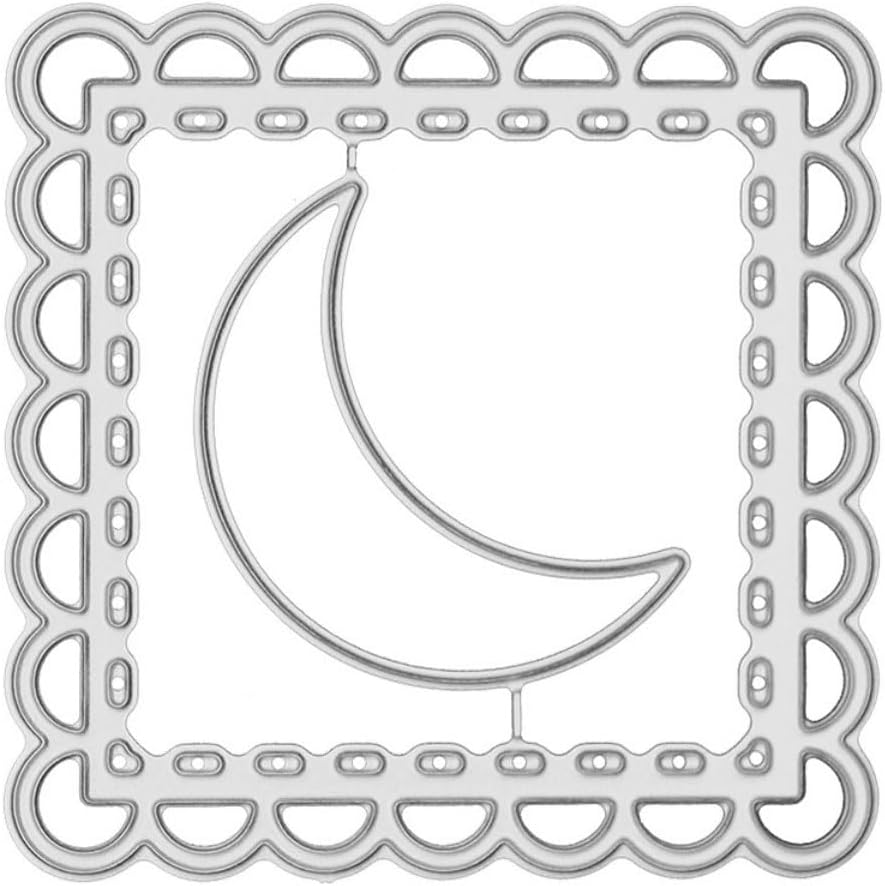 Cutting Dies Metal Stencils Scrapbooking Tools DIY Embossing Template for Paper Card Making Album Arts Crafts Supplies (Moon Frame-6.9x6.9cm)