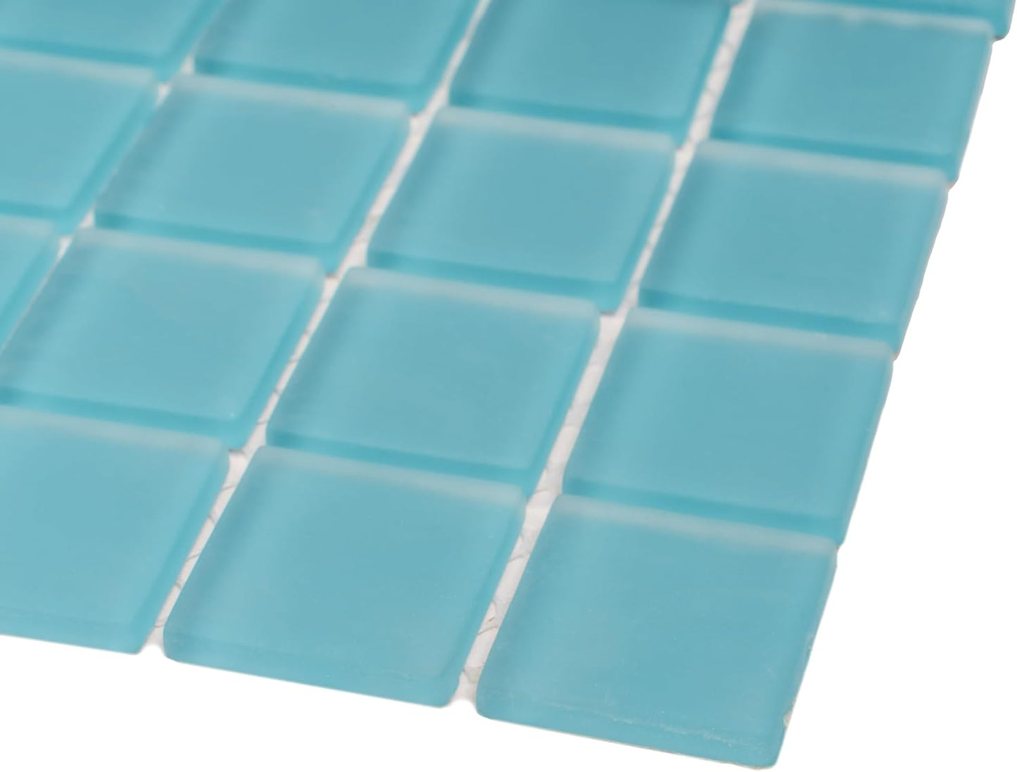 1"x1" Sea Blue Matte Finished Glass Mosaic Tile (Sample Swatch- 5"x4")