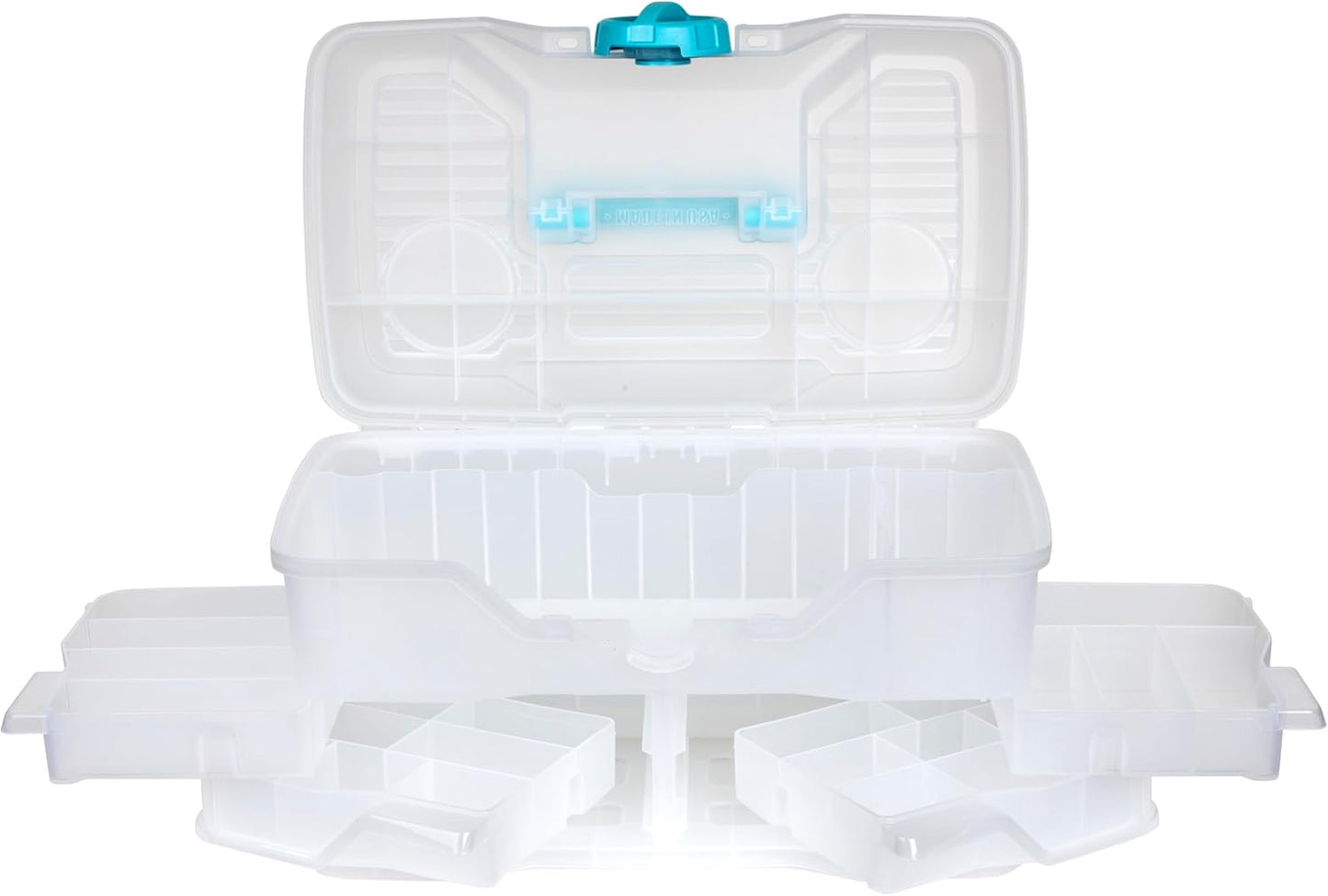 ArtBin Clear Plastic Organizer Small Parts Organizer - for DIY Arts & Crafts Storage Boxes & Organizers, Sewing Storage - Storage Box with Compartments, Project Box - Medium (4 Pivot Trays) 6943PB