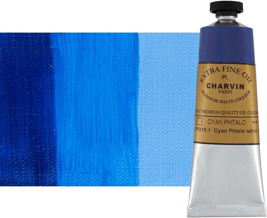 Charvin Extra Fine Oil Paint, Phthalo Cyan 60 mL - Triple-Milled, Rich Texture, Poppy Oil-Based, Light-Fast, Handmade, Archival Quality