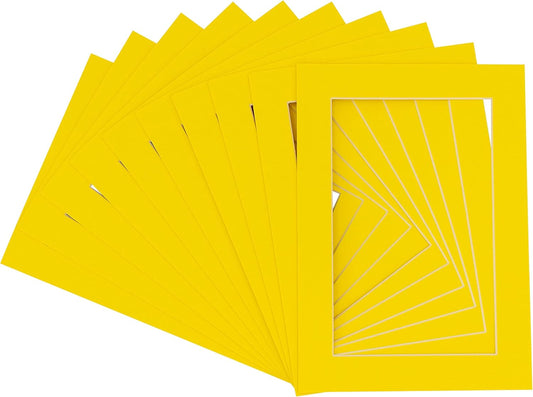 11x14 Mat for 8.5x11 Photo - Precut Yellow Picture Matboard for Frames Measuring 11 x 14 Inches - Bevel Cut Matte to Display Art Measuring 8.5 x 11 Inches - Acid Free Pack of TEN MATS