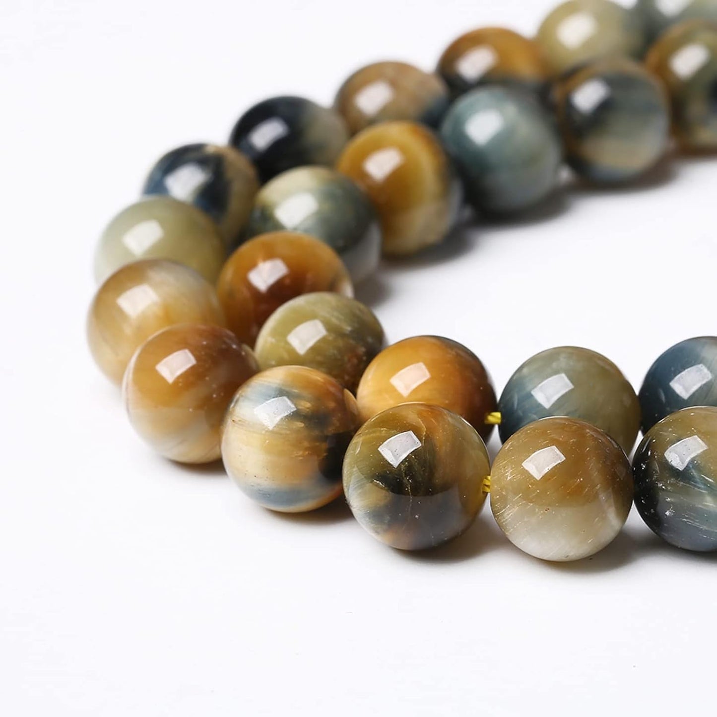 32Pcs 12mm AAAAA Tiger Eye Beads for Jewelry Making Natural Stone Beads Semi Precious Round Smooth Gemstones Energy Healing Dream Blue Tiger Eye Stone