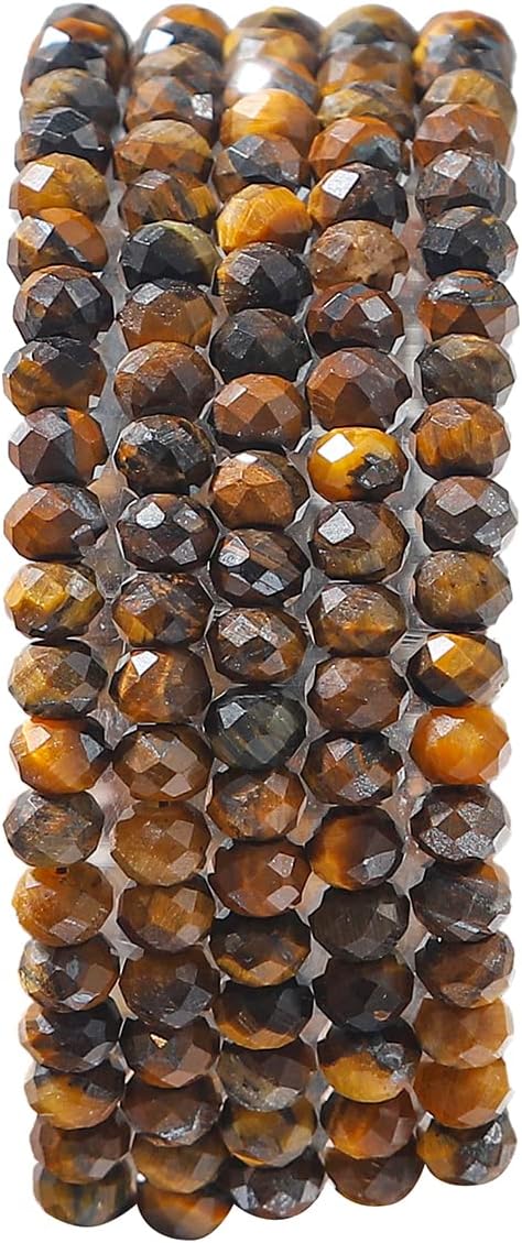 Natural Yellow Tiger Eye Beads 4x2mm 120pcs Faceted Rondelle Loose Semi Gemstone Beads for Jewelry Making Design