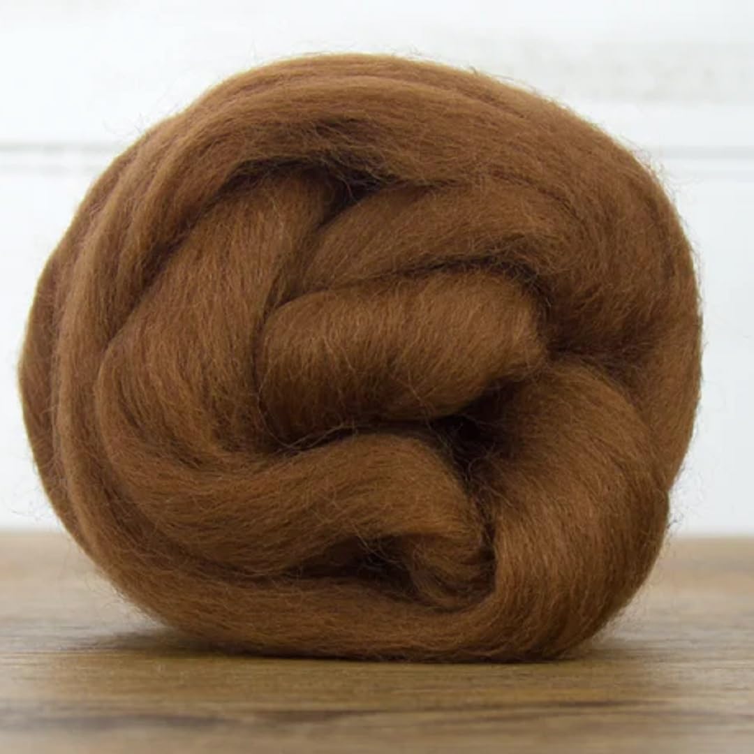 Revolution Fibers Dyed Corriedale Wool | 8 Ounces of Premium Combed Wool Top | 26 Micron, 100% Pure Corriedale Wool Roving, Ethically Sourced (Chocolate Brown)