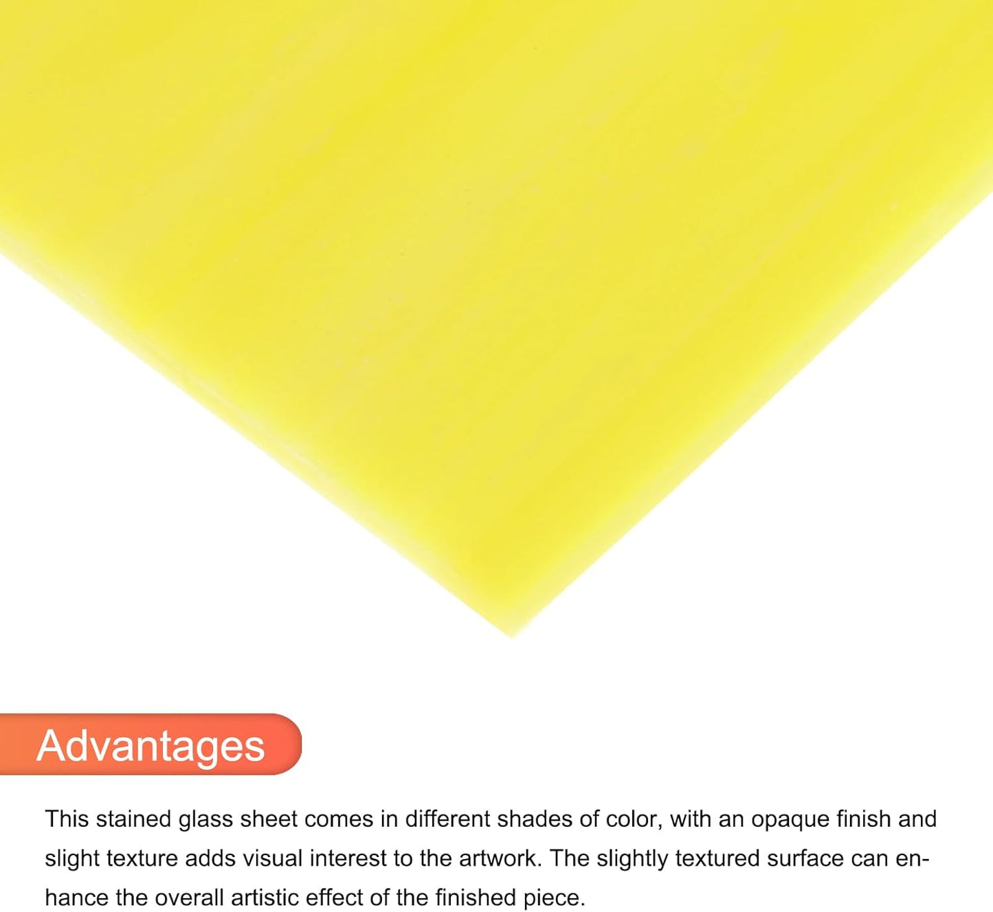 MECCANIXITY 2 Pcs Stained Glass Sheet Mosaic Tile 7.9 Inch x 5.9 Inch Yellow Stained Glass Sheets for Crafts DIY Art Project