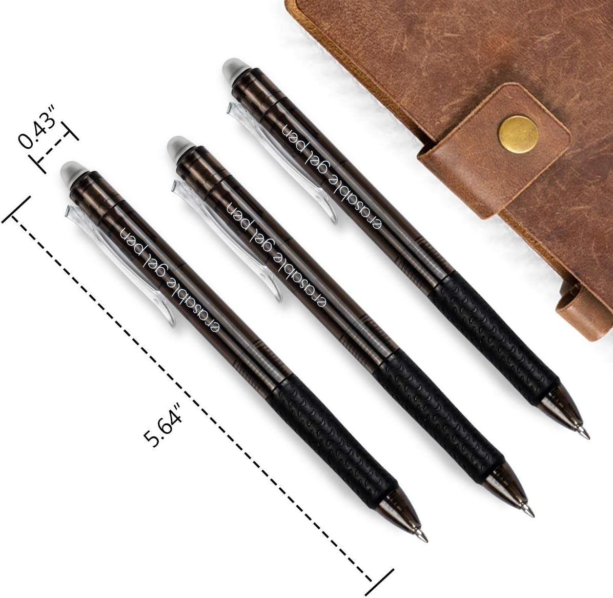 Vanstek 18 Black Retractable Erasable Gel Pens Clicker, Fine Point(0.7), Make Mistakes Disappear, Premium Comfort Grip, Black Ink for Planners, Note Taking and Crossword Puzzles