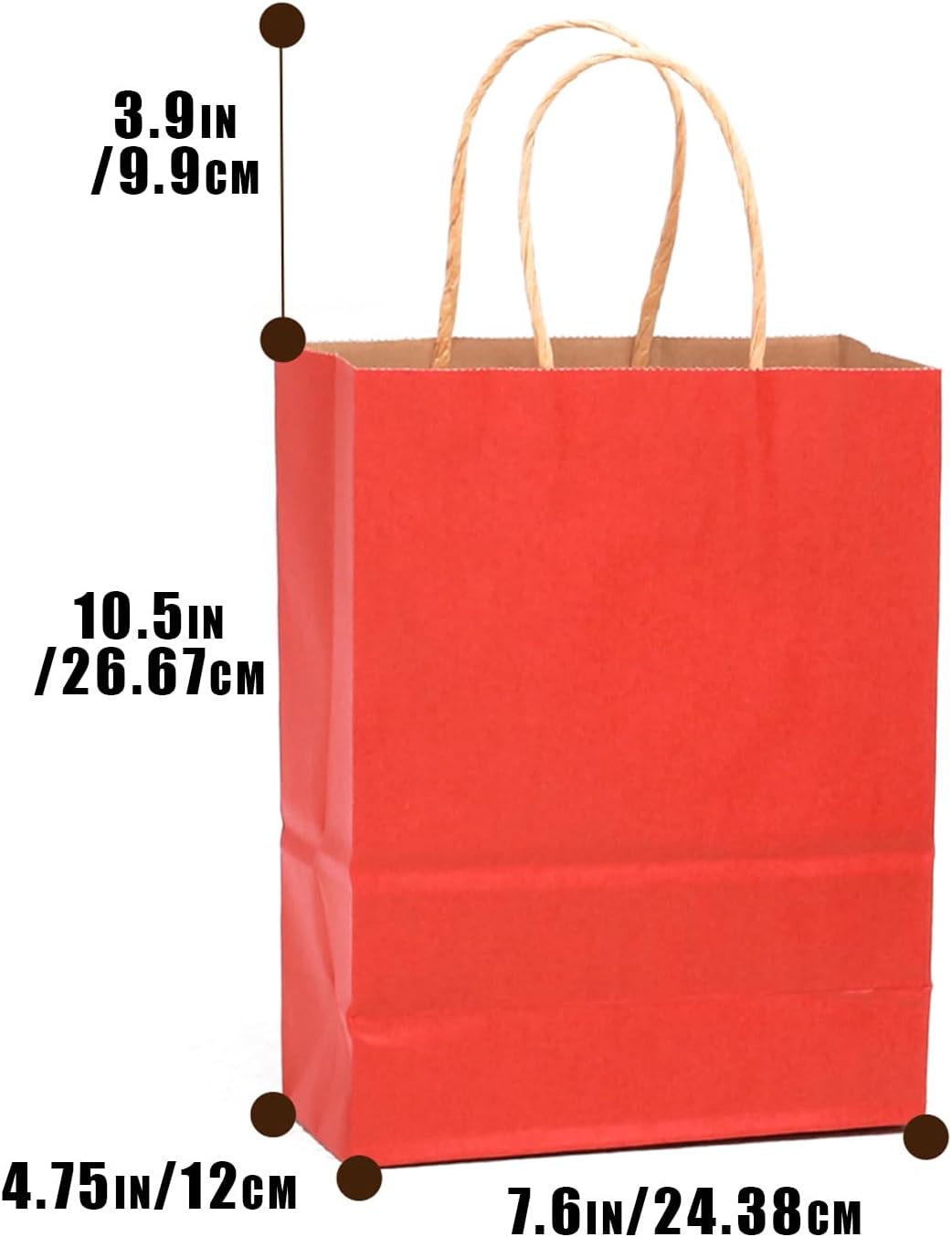 qiqee 32-Packs Red Paper Gift Bags with Handles Bulk 7.6"x4.75"x10.5" Medium Size Gift Bags Multiple Uses