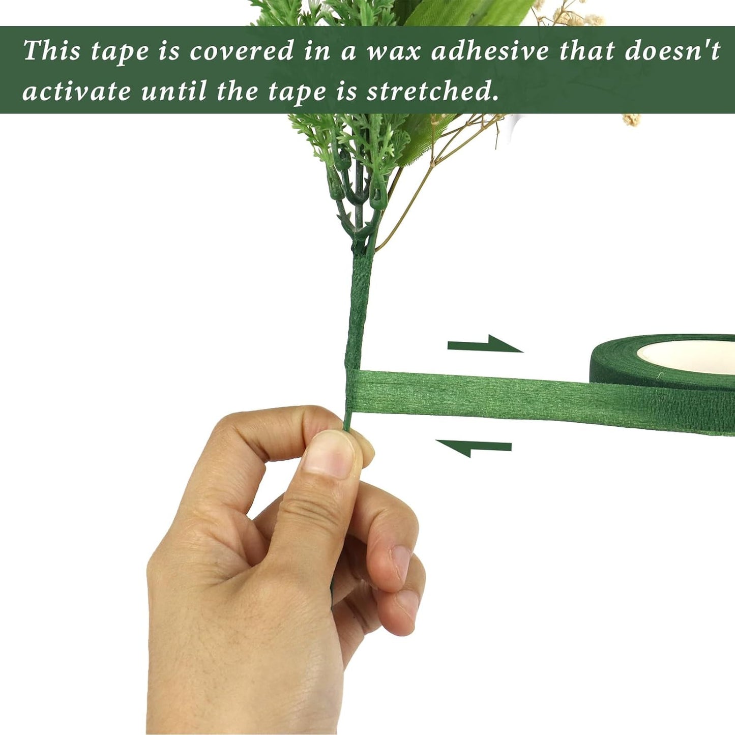BOMEI PACK Dark Green Floral Tape 12 Rolls 1/2 inch x 30yds for Fixing, Decorating Flower Bouquets, and Bouquet Wrapping.