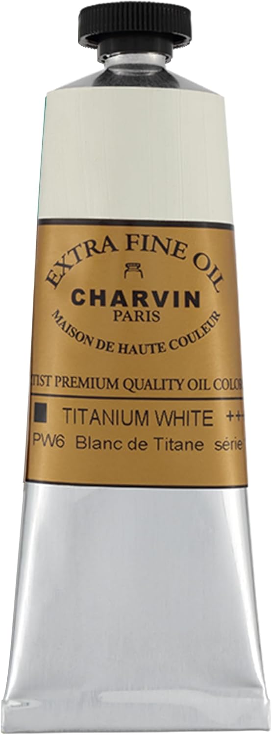 Charvin Extra Fine Oil Paint, Titanium White 60 ml - Triple-Milled, Rich Texture, Poppy Oil-Based, Light-Fast, Handmade, Archival Quality