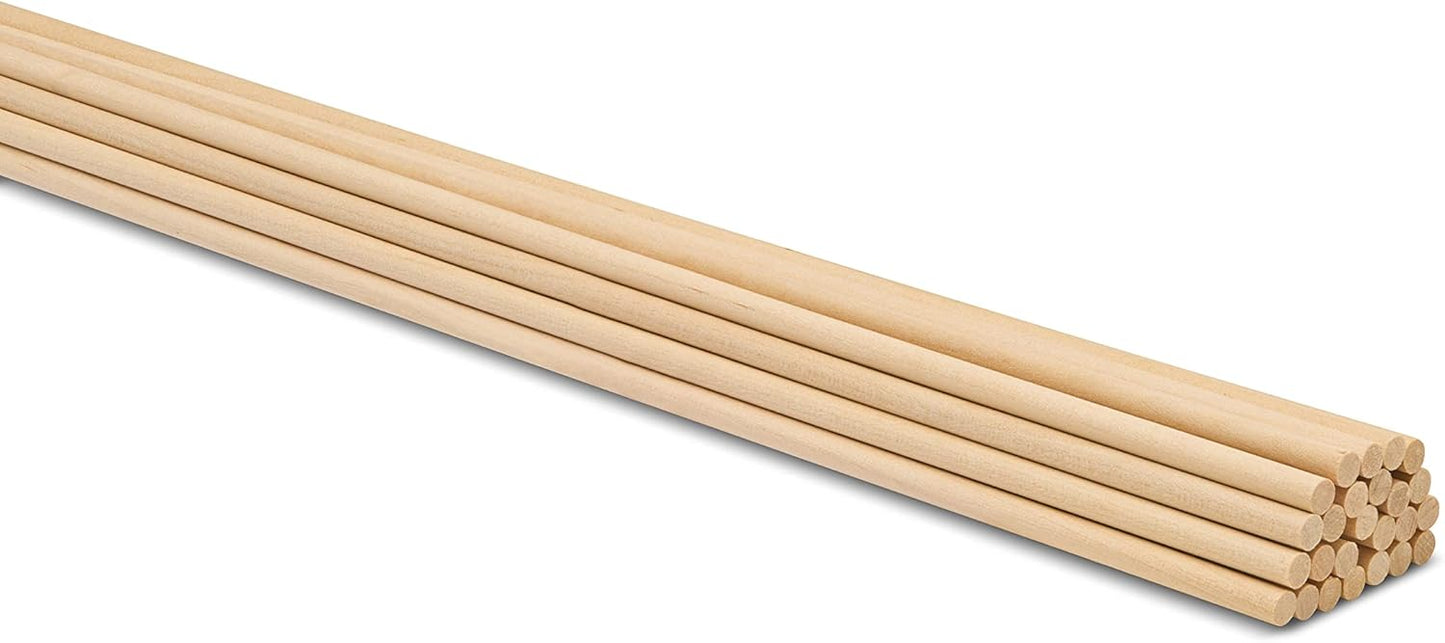 Dowel Rods Wood Sticks Wooden Dowel Rods 3/16 x 24 Inch Unfinished Hardwood Sticks for Crafts and DIY'ers 25 Pieces by Woodpeckers