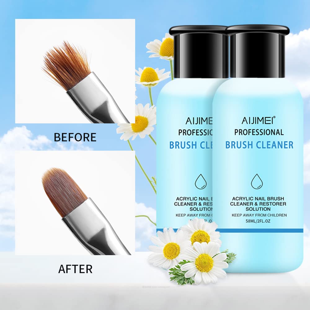 AIJIMEI Acrylic Nail Brush Cleaner Acrylic Brush Cleaners Liquid Acrylic Paint Brush Cleaner Nails Artist Acrylic 120ml/4 FL.OZ