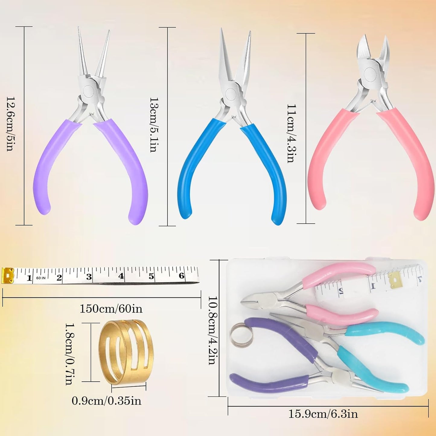 3 Pack Jewelry Pliers Set, Mini Pliers Set with Needle/Round, Carbon Steel Jewelry Tools with Storage Box, Applicable to Jewelry Making Supplies, Handicrafts, Earring Making