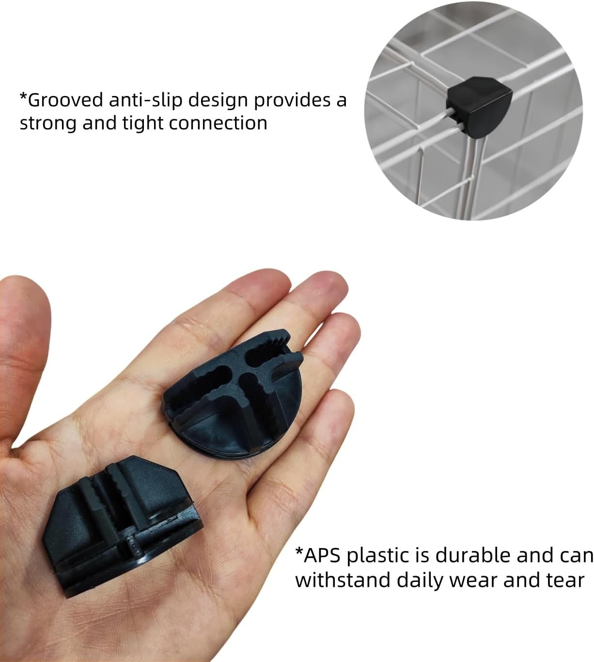 10Pcs Wire Cube Connectors, Black Wire Cube Storage Connectors Half Buckle Wire Grid Cube Shelf Plastic Connectors for Wire Cube Storage Shelving Unit and Modular Closet Organizer, SATONBEYI