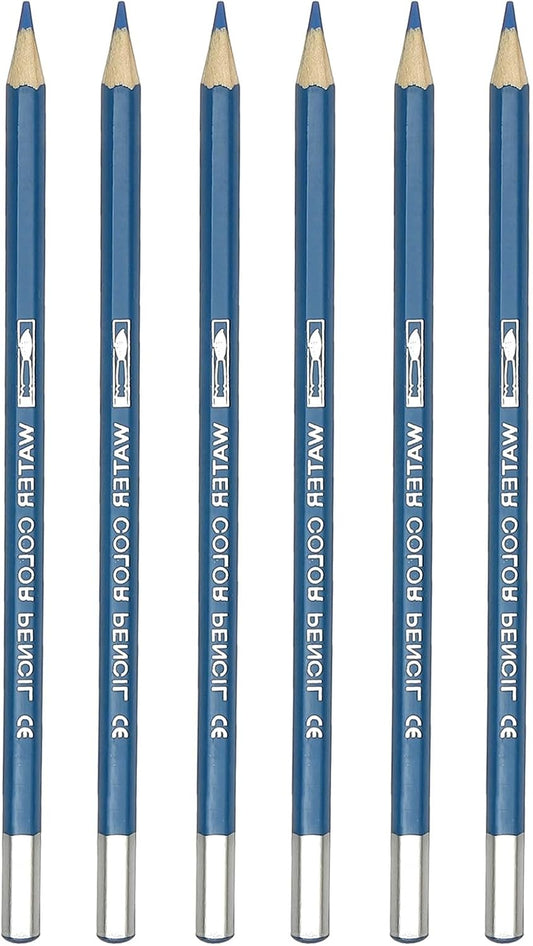 PATIKIL Watercolor Pencil, 6Pcs Water Soluble Pencils for Blending, Coloring, Sketch Drawing, Painting, Blue