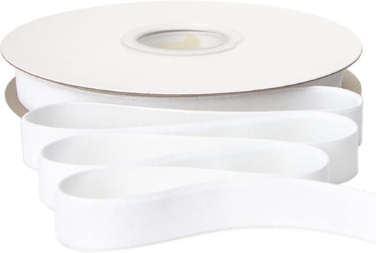Ribbli Polyester White Velvet Ribbon,5/8 Inches Continuous10-Yard Spool,Christmas Ribbon for Gift Wrapping,Floral Bouquets, Home Decor