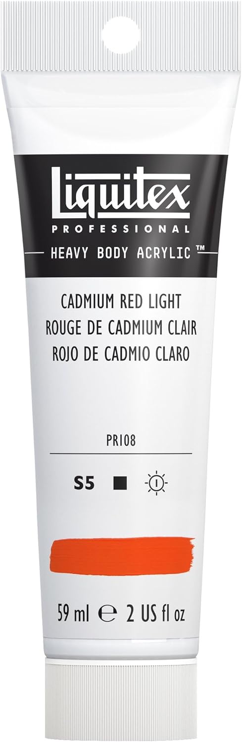 Liquitex Professional Heavy Body Acrylic Paint, 2-oz (59ml) Tube, Cadmium Red Light