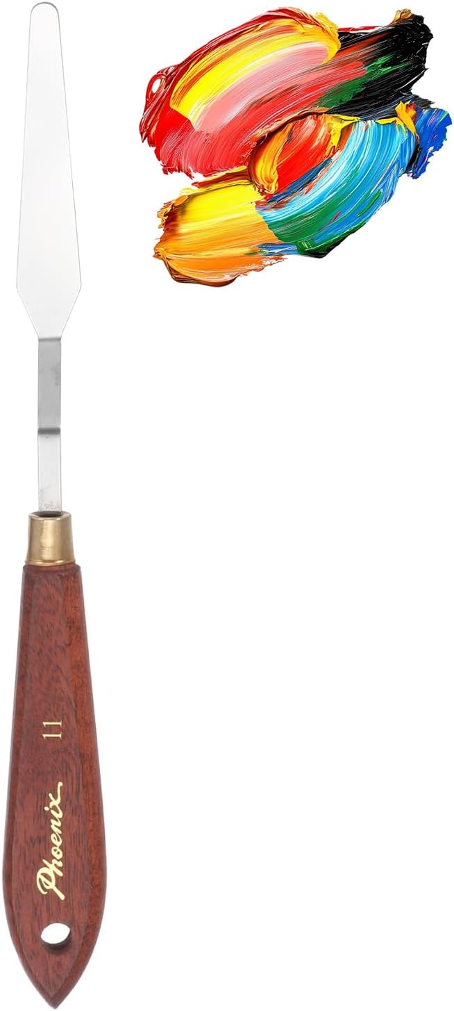 MECCANIXITY Pack of 1 Palette Knife No.11, 8.5" Long Palette Knives with Stainless Steel Flexible Spatula Pallet Knife and Wood Handle for Scraping, Mixing, Oil Acrylic Painting Canvas