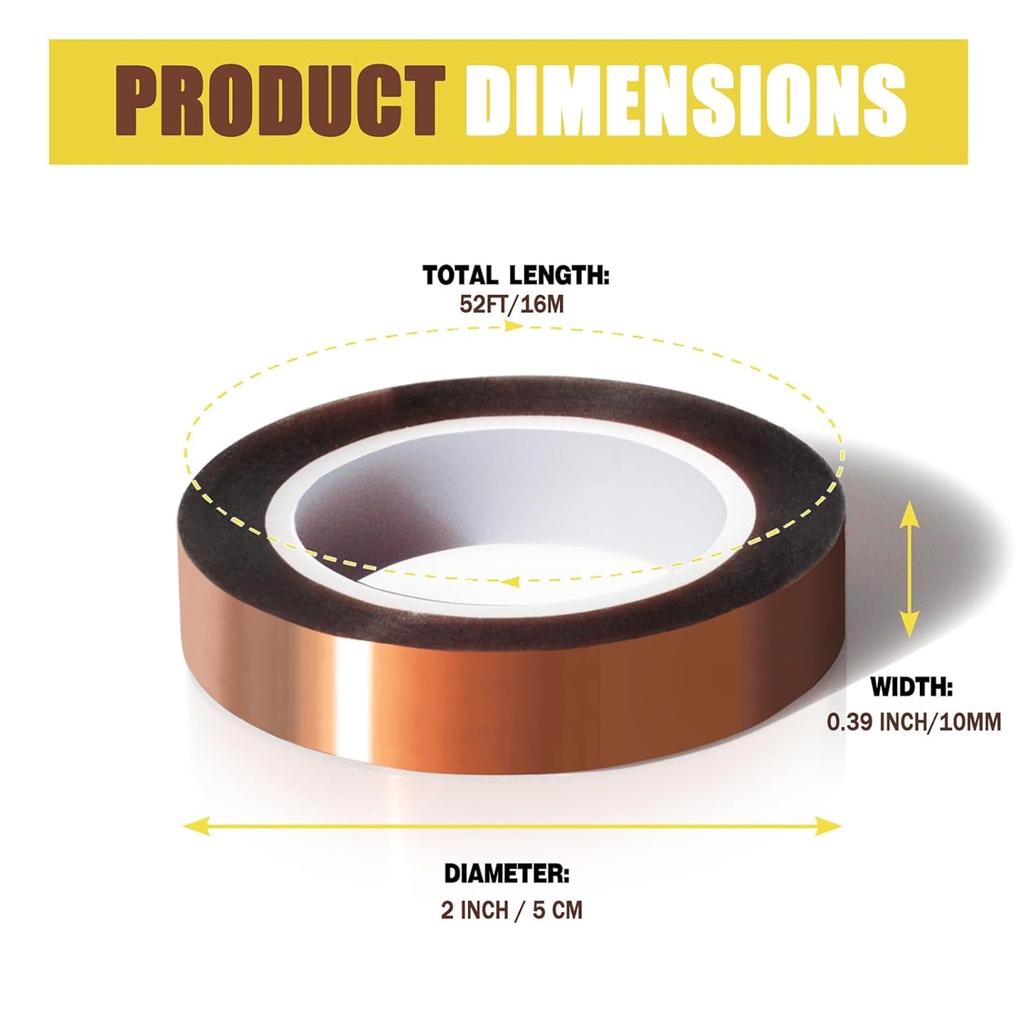 4 Rolls 10mm x16m(52FT) Heat Tape High Temperature Heat Resistant Tape Heat Transfer Tape for Heat Sublimation Press Vinyl,No Residue