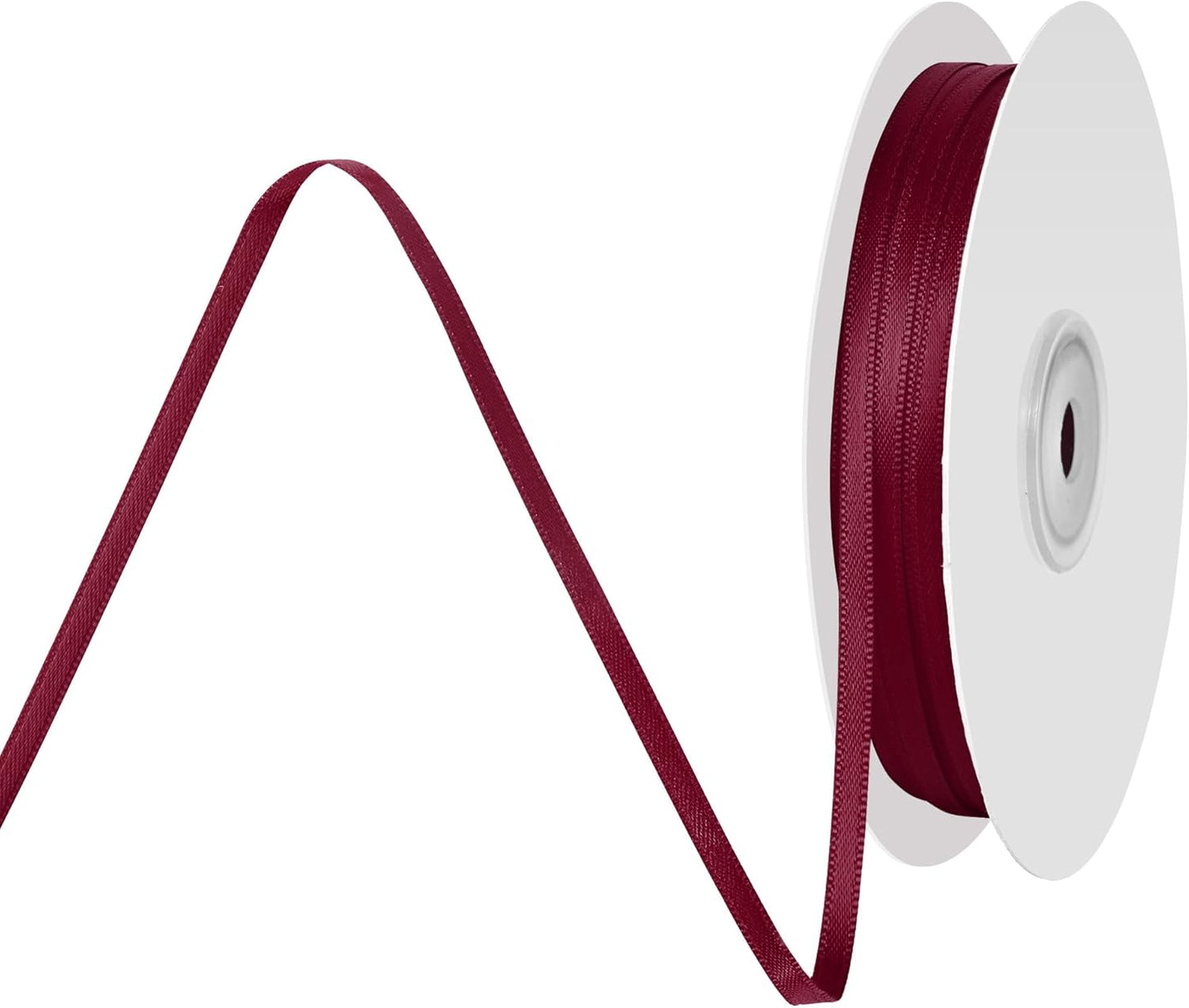 1/8 Inch X 100 Yards Wine Red Satin Thin Ribbon Solid Color Double Faced Ribbons Perfect for Crafts Wedding Decor Bow Making Arts Sewing and More