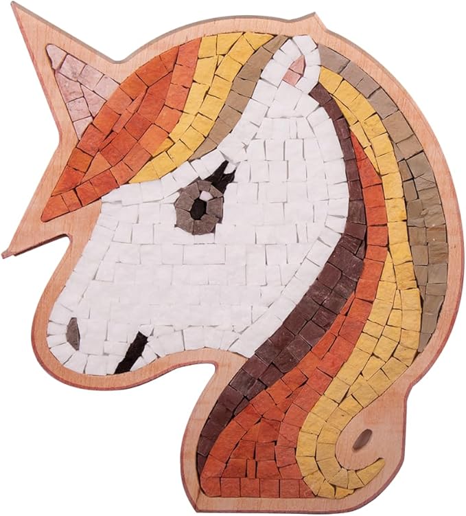 Continuum Games Mosaic Box Natural Stone Arts and Crafts Picture Puzzles DIY Craft Kit for Adults and Kids - Unicorn Face