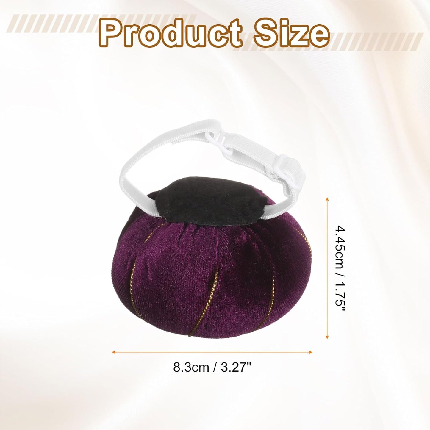 HARFINGTON Wrist Pin Cushion Wristband Sewing Pincushion Polyester Pin Holder Wearable Pumpkin Shaped Needles Wristband with 100 Head Needles for Sewing Quilting DIY Crafts, Purple