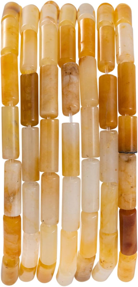 Natural Yellow Jade Cylinder Tube Beads 4x13mm 38cm/str Loose Semi Gemstone Stone Beads for Making Bracelets Necklace Earrings