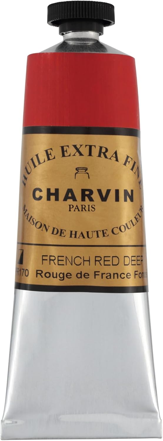 Charvin Extra Fine Oil Paint, French Red Deep 60 ml - Triple-Milled, Rich Texture, Poppy Oil-Based, Light-Fast, Handmade, Archival Quality