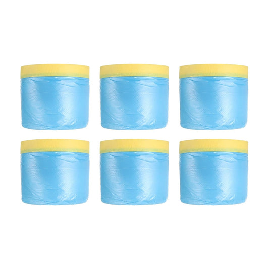 uxcell Pre-Taped Masking Film, 1.8ft x 82ft Plastic Paint Drop Cloth with Medium-Tack Painters Tape for Painting Spraying Protection Blue Film 6Pcs