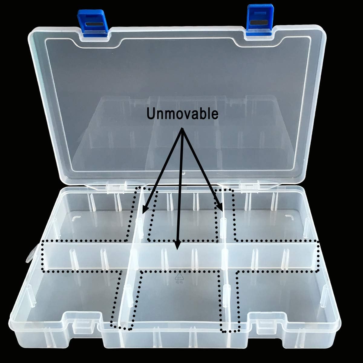 Qualsen Plastic Organizer Storage Box with Adjustable Dividers, Fishing Tackle Box and Bead Organizer Box for Jewelry, Beads, Earrings, Tools, Fishing Hooks, and Small Accessories（34 Grid x 2）