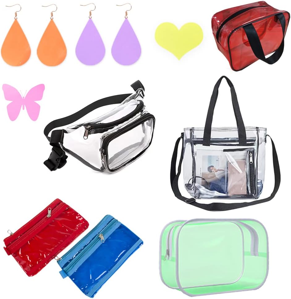 HYANG Purple Transparent PVC Super Clear Holographic Vinyl Faux Leather Sheets 1 Roll 12" x 47" (30cm x 120cm) for DIY Bows Earrings Bags DIY Crafts Making